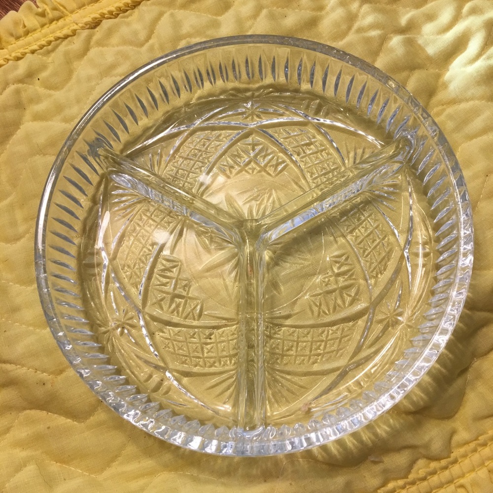 Vintage Glass divided serving dish